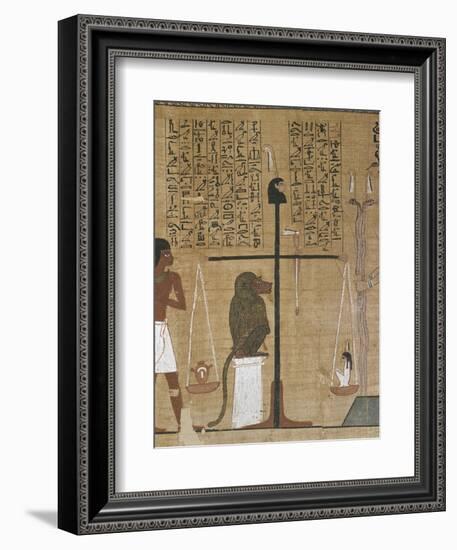 Papyrus funéraire : scène de psychostasie (pesée de l'âme)-null-Framed Giclee Print