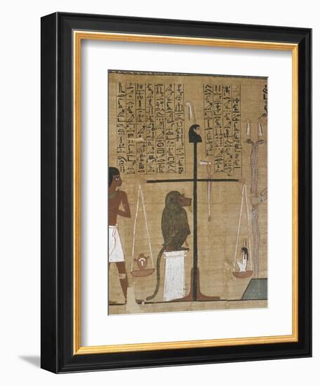 Papyrus funéraire : scène de psychostasie (pesée de l'âme)-null-Framed Giclee Print