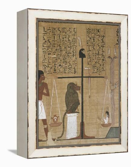 Papyrus funéraire : scène de psychostasie (pesée de l'âme)-null-Framed Premier Image Canvas