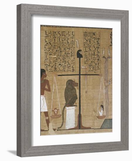 Papyrus funéraire : scène de psychostasie (pesée de l'âme)-null-Framed Giclee Print