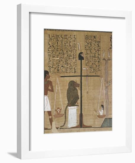 Papyrus funéraire : scène de psychostasie (pesée de l'âme)-null-Framed Giclee Print