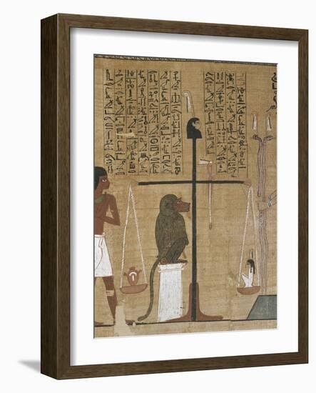 Papyrus funéraire : scène de psychostasie (pesée de l'âme)-null-Framed Giclee Print