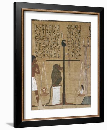 Papyrus funéraire : scène de psychostasie (pesée de l'âme)-null-Framed Giclee Print