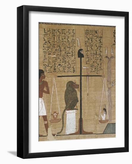 Papyrus funéraire : scène de psychostasie (pesée de l'âme)-null-Framed Giclee Print