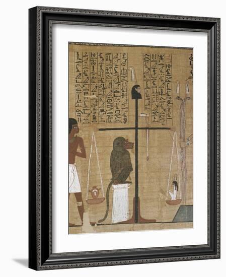 Papyrus funéraire : scène de psychostasie (pesée de l'âme)-null-Framed Giclee Print