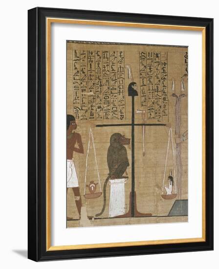 Papyrus funéraire : scène de psychostasie (pesée de l'âme)-null-Framed Giclee Print