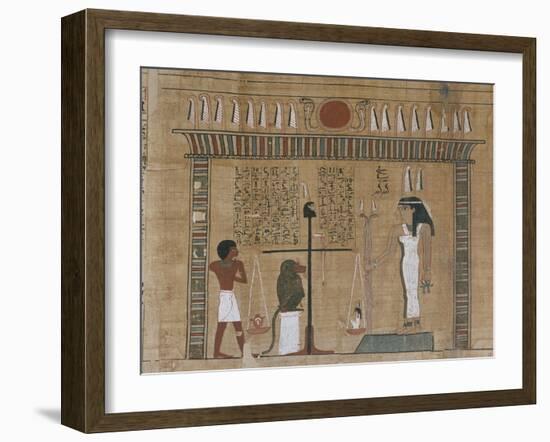 Papyrus funéraire : scène de psychostasie (pesée de l'âme)-null-Framed Giclee Print