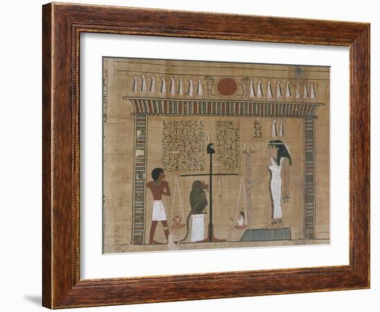 Papyrus funéraire : scène de psychostasie (pesée de l'âme)-null-Framed Giclee Print