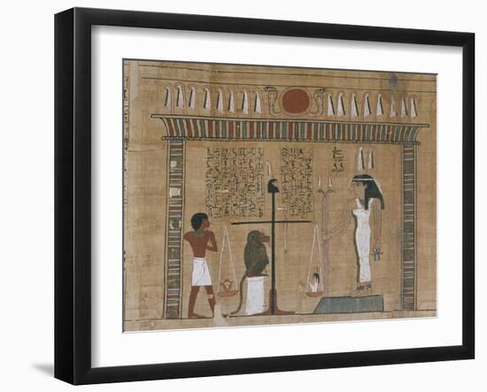 Papyrus funéraire : scène de psychostasie (pesée de l'âme)-null-Framed Giclee Print