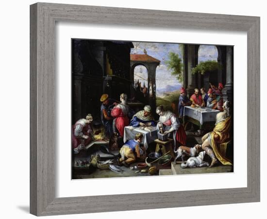 Parable of Lazarus and the Rich Man (Oil on Copper)-David the Younger Teniers-Framed Giclee Print