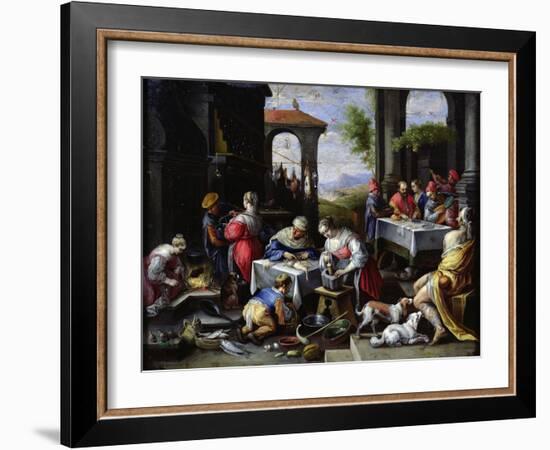 Parable of Lazarus and the Rich Man (Oil on Copper)-David the Younger Teniers-Framed Giclee Print