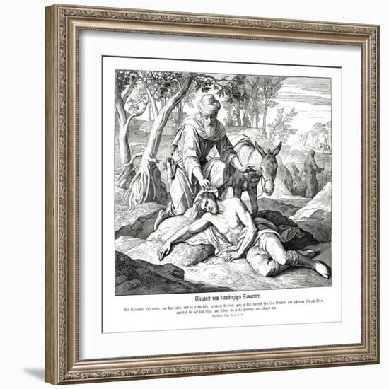 Parable of the good Samaritan, Gospel of Luke-Julius Schnorr von Carolsfeld-Framed Giclee Print