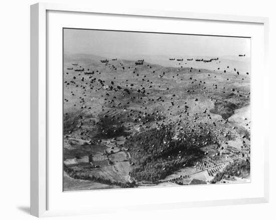 Parachutes are Dropped from C-47 Planes-null-Framed Photographic Print