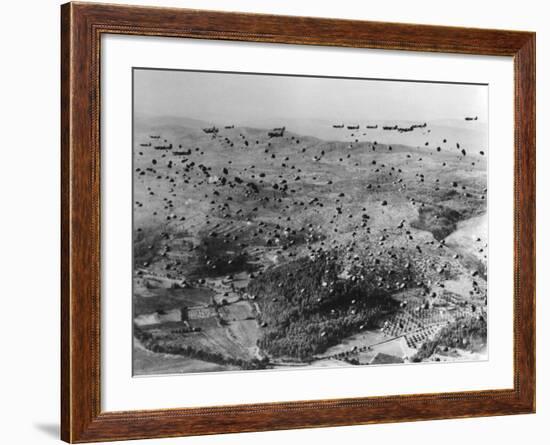 Parachutes are Dropped from C-47 Planes-null-Framed Photographic Print