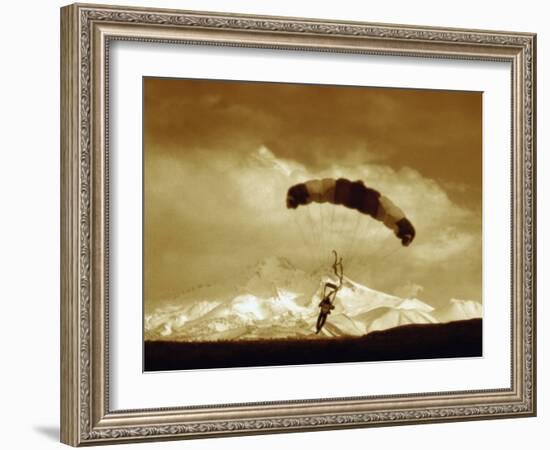 Parachutist with Mountain Background-null-Framed Photographic Print