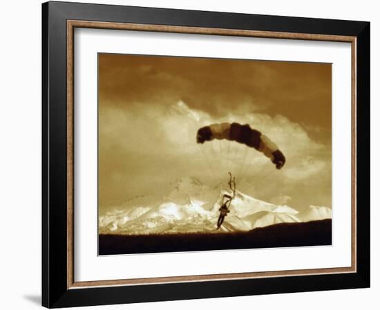 Parachutist with Mountain Background-null-Framed Photographic Print