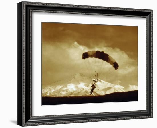 Parachutist with Mountain Background-null-Framed Photographic Print