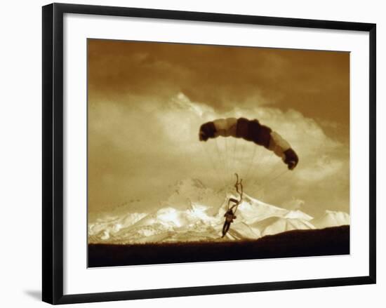 Parachutist with Mountain Background-null-Framed Photographic Print