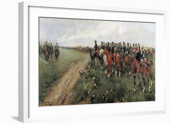 Parade in the Field before His Majesty King Alfonso XIII, 1905-Josep Cusachs y Cusachs-Framed Giclee Print