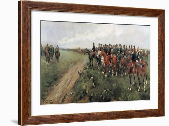 Parade in the Field before His Majesty King Alfonso XIII, 1905-Josep Cusachs y Cusachs-Framed Giclee Print