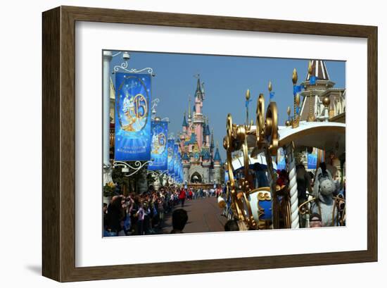 Parade in the Main Street U.S.A. with Sleeping Beauty's Castle, Disneyland Resort Paris-null-Framed Art Print