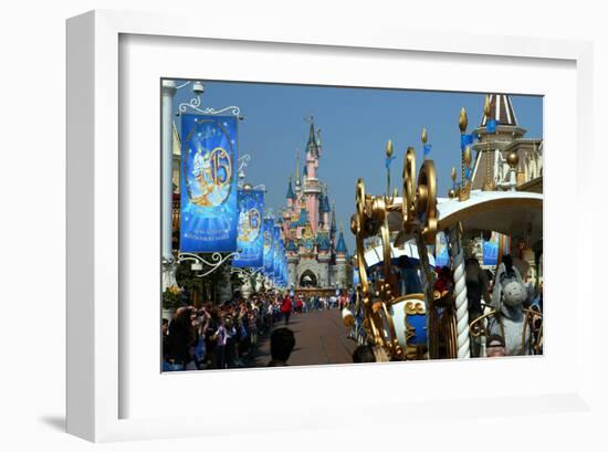 Parade in the Main Street U.S.A. with Sleeping Beauty's Castle, Disneyland Resort Paris-null-Framed Art Print