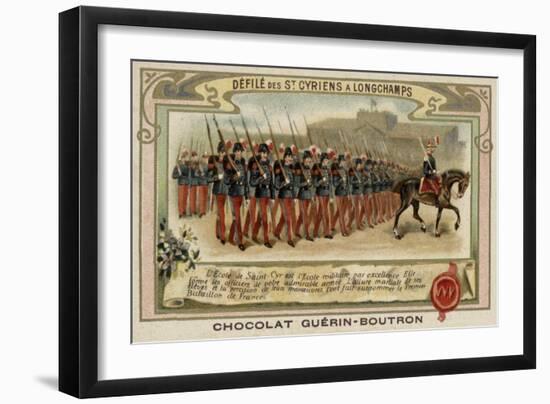 Parade of Cadets from the Military School of Saint-Cyr at Longchamps, France-null-Framed Giclee Print