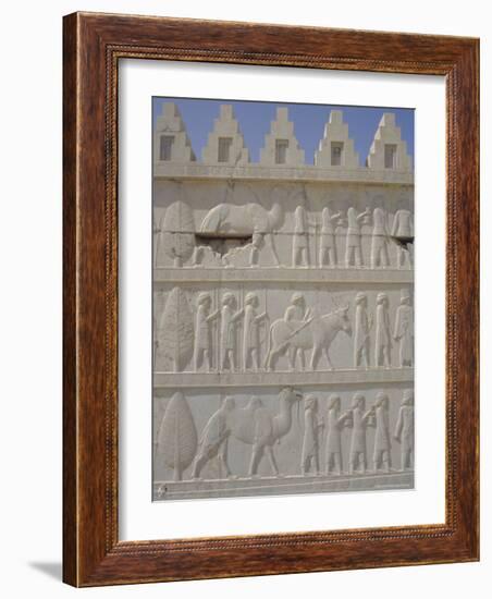 Parade of Nations Carving, Apadana Palace Staircase, Archaeological Site, Iran, Middle East-David Poole-Framed Photographic Print
