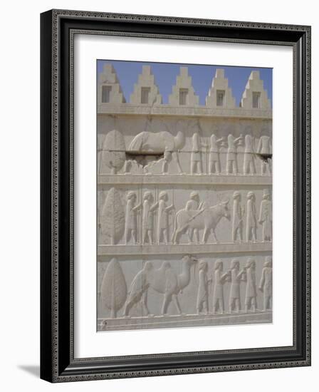 Parade of Nations Carving, Apadana Palace Staircase, Archaeological Site, Iran, Middle East-David Poole-Framed Photographic Print