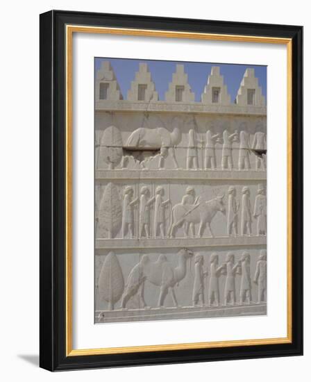 Parade of Nations Carving, Apadana Palace Staircase, Archaeological Site, Iran, Middle East-David Poole-Framed Photographic Print