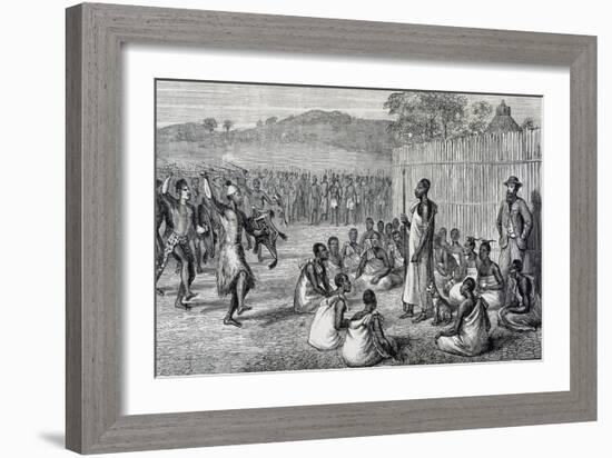 Parade of Ugandan Troops, Engraving from Journal of Discovery of Sources of Nile-John Hanning Speke-Framed Giclee Print