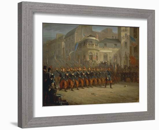 Parade of Veterans of Crimean War in Paris in December 1855-Emeric E Vidal-Framed Giclee Print