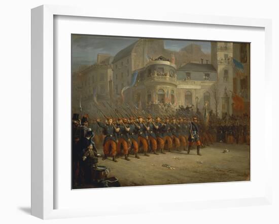 Parade of Veterans of Crimean War in Paris in December 1855-Emeric E Vidal-Framed Giclee Print