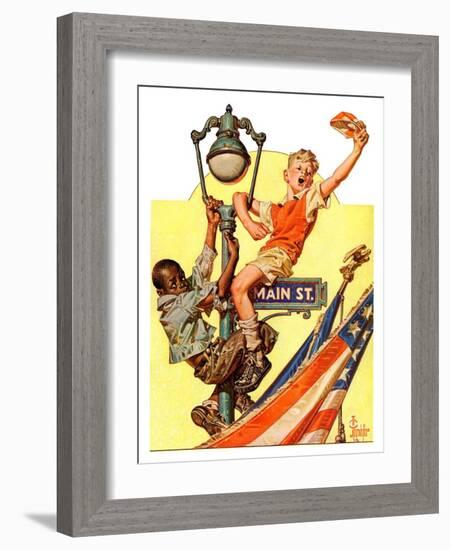 "Parade View from Lamp Post,"July 3, 1937-Joseph Christian Leyendecker-Framed Giclee Print