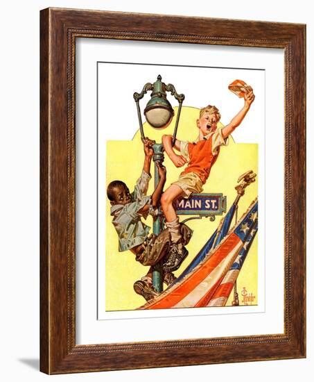 "Parade View from Lamp Post,"July 3, 1937-Joseph Christian Leyendecker-Framed Giclee Print