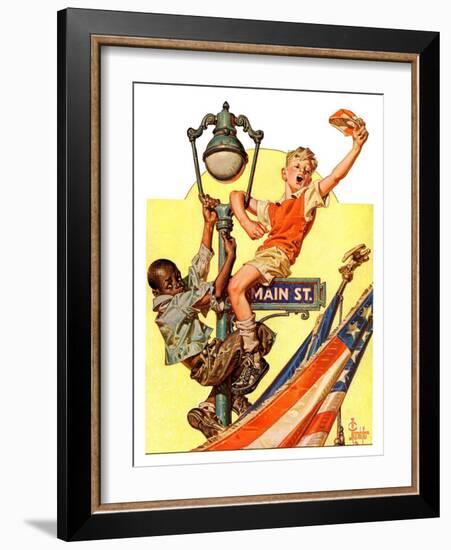 "Parade View from Lamp Post,"July 3, 1937-Joseph Christian Leyendecker-Framed Giclee Print