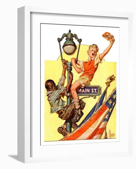 "Parade View from Lamp Post,"July 3, 1937-Joseph Christian Leyendecker-Framed Giclee Print