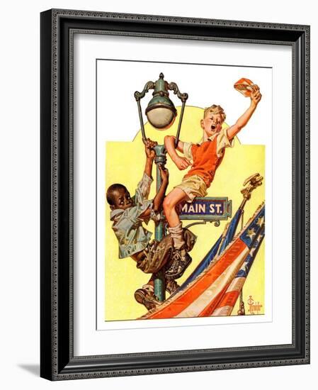 "Parade View from Lamp Post,"July 3, 1937-Joseph Christian Leyendecker-Framed Giclee Print