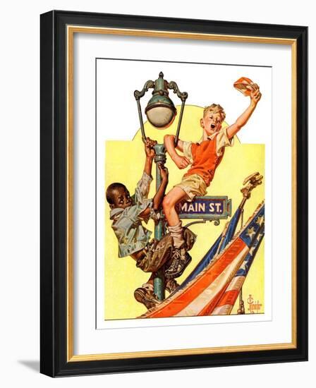 "Parade View from Lamp Post,"July 3, 1937-Joseph Christian Leyendecker-Framed Giclee Print