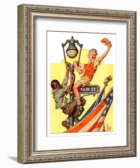 "Parade View from Lamp Post,"July 3, 1937-Joseph Christian Leyendecker-Framed Giclee Print