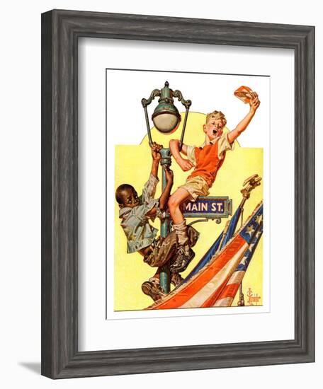 "Parade View from Lamp Post,"July 3, 1937-Joseph Christian Leyendecker-Framed Giclee Print