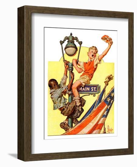 "Parade View from Lamp Post,"July 3, 1937-Joseph Christian Leyendecker-Framed Giclee Print