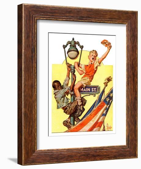 "Parade View from Lamp Post,"July 3, 1937-Joseph Christian Leyendecker-Framed Giclee Print