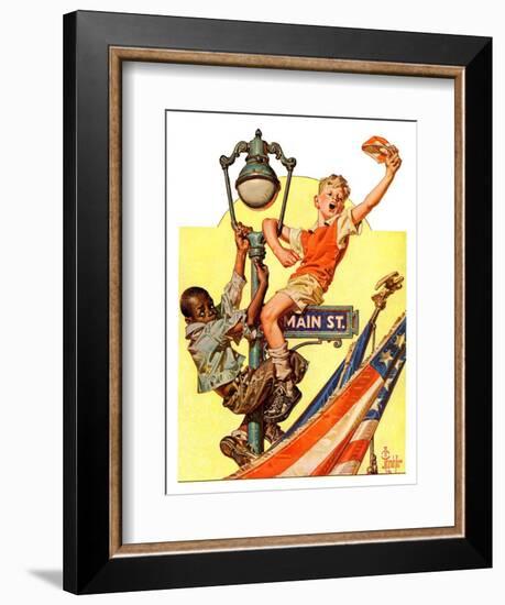 "Parade View from Lamp Post,"July 3, 1937-Joseph Christian Leyendecker-Framed Giclee Print