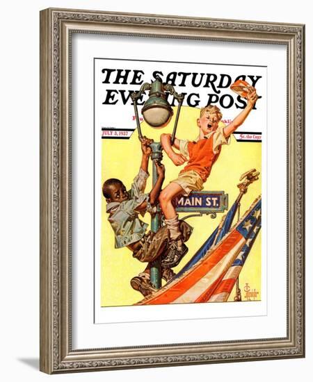 "Parade View from Lamp Post," Saturday Evening Post Cover, July 3, 1937-Joseph Christian Leyendecker-Framed Giclee Print