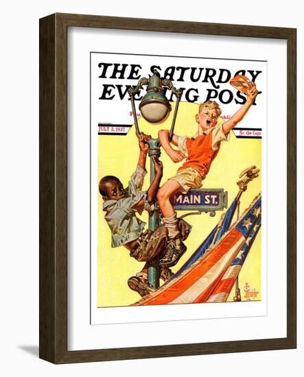 "Parade View from Lamp Post," Saturday Evening Post Cover, July 3, 1937-Joseph Christian Leyendecker-Framed Giclee Print