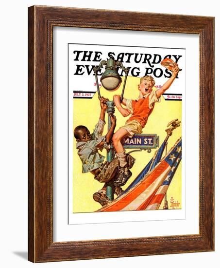 "Parade View from Lamp Post," Saturday Evening Post Cover, July 3, 1937-Joseph Christian Leyendecker-Framed Giclee Print