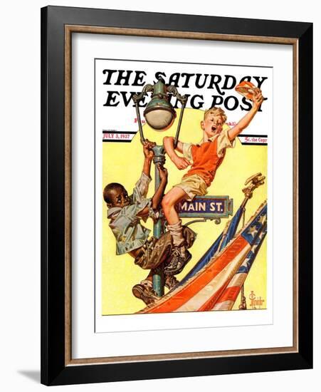 "Parade View from Lamp Post," Saturday Evening Post Cover, July 3, 1937-Joseph Christian Leyendecker-Framed Giclee Print