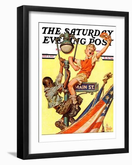 "Parade View from Lamp Post," Saturday Evening Post Cover, July 3, 1937-Joseph Christian Leyendecker-Framed Giclee Print