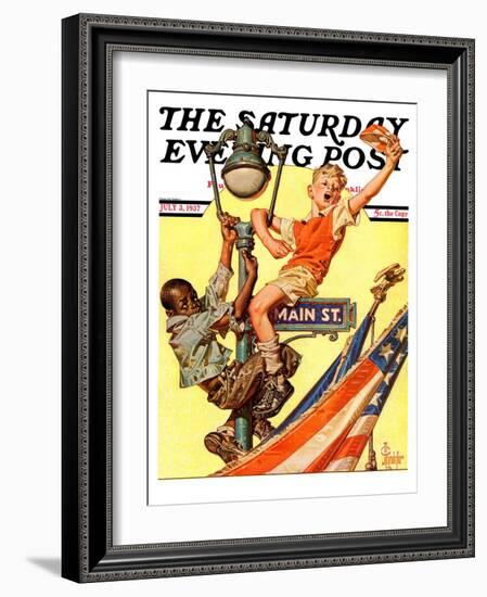 "Parade View from Lamp Post," Saturday Evening Post Cover, July 3, 1937-Joseph Christian Leyendecker-Framed Giclee Print